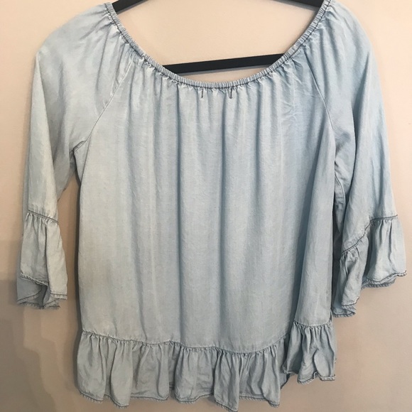 Chambray Ruffle Top - Picture 2 of 3